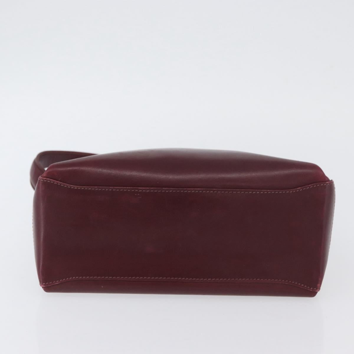 GUCCI Bamboo Shoulder Bag Leather Bordeaux Gold Auth ep13981