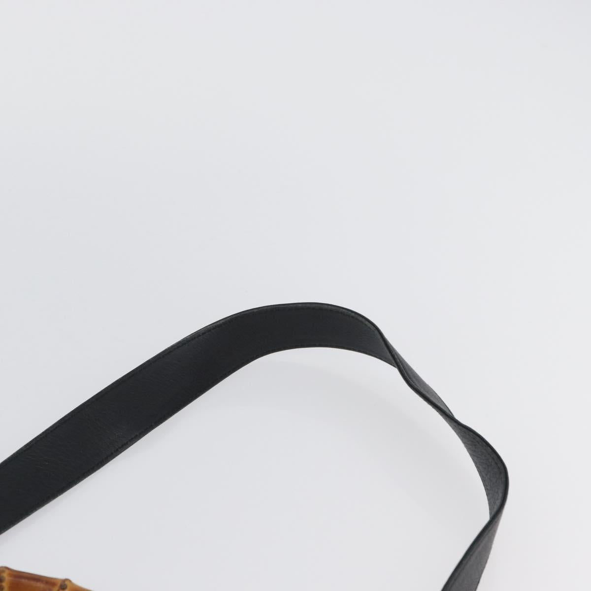 GUCCI Bamboo Hand Bag Leather 2way Black Gold 001 3754 1577 Auth ep13982