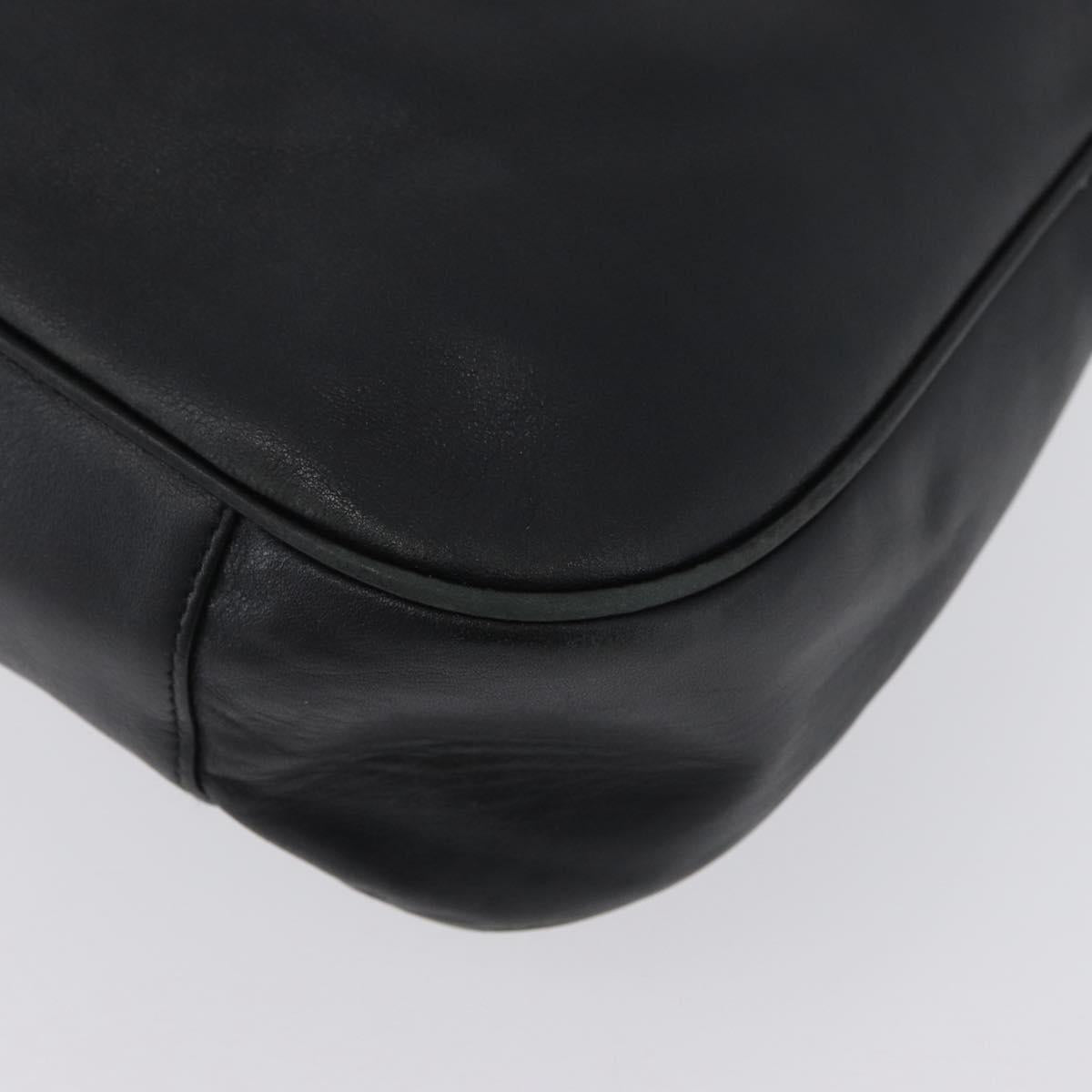 GUCCI Bamboo Hand Bag Leather 2way Black Gold 001 3754 1577 Auth ep13982