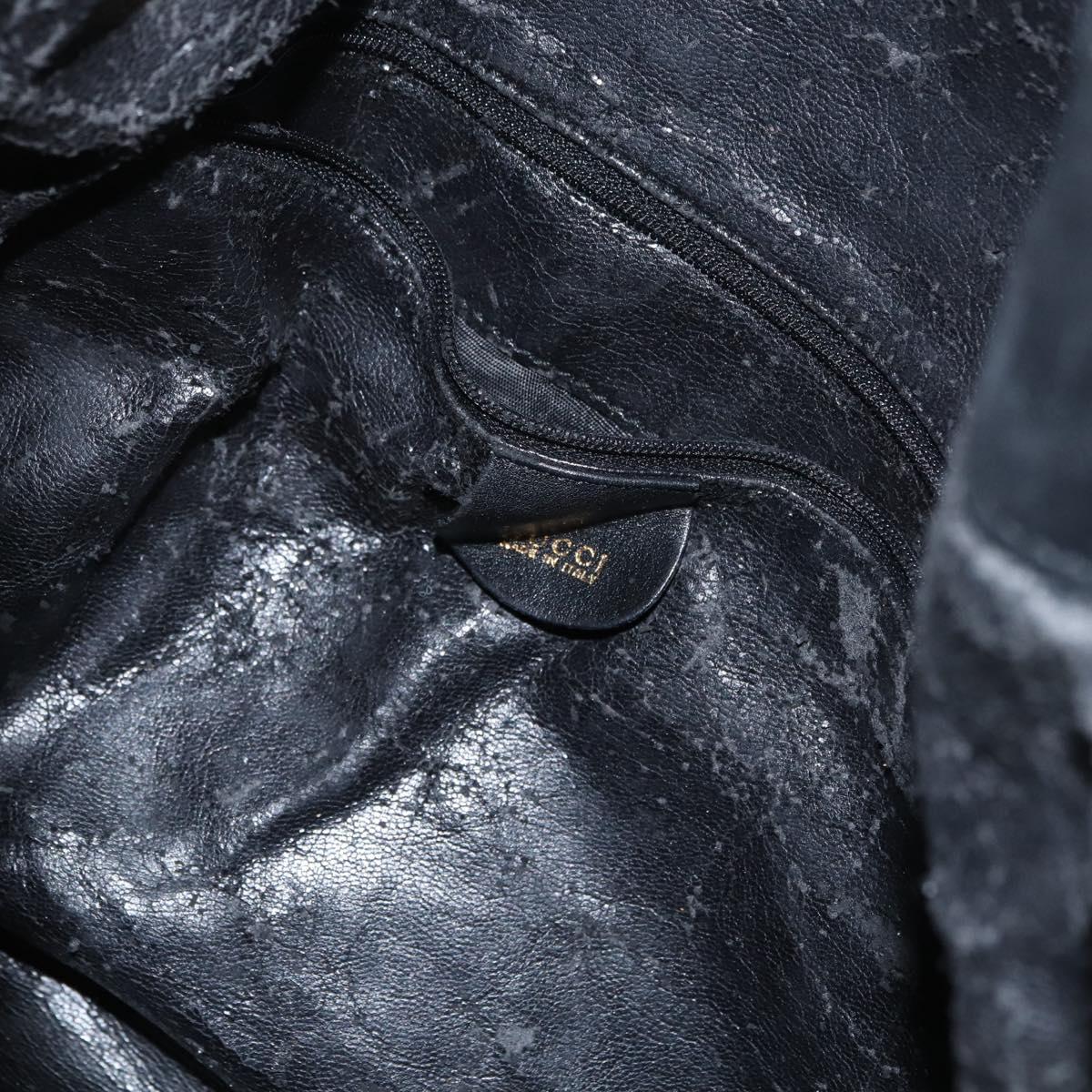 GUCCI Bamboo Hand Bag Leather 2way Black Gold 001 3754 1577 Auth ep13982