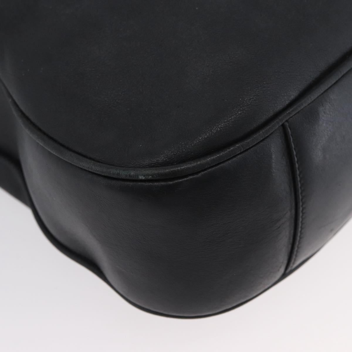 GUCCI Bamboo Shoulder Bag Leather 2way Black Gold 001 1577 Auth ep13983