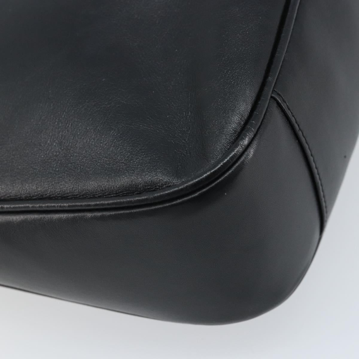 GUCCI Bamboo Hand Bag Leather Black Gold 001 1998 1638 Auth ep13986