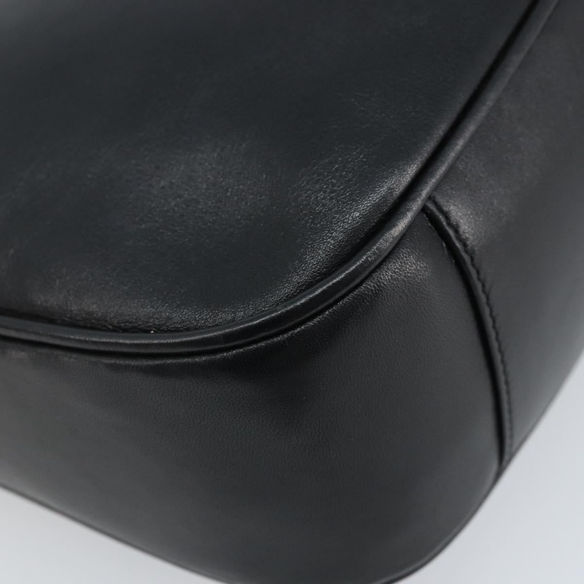 GUCCI Bamboo Hand Bag Leather Black Gold 001 1998 1638 Auth ep13986
