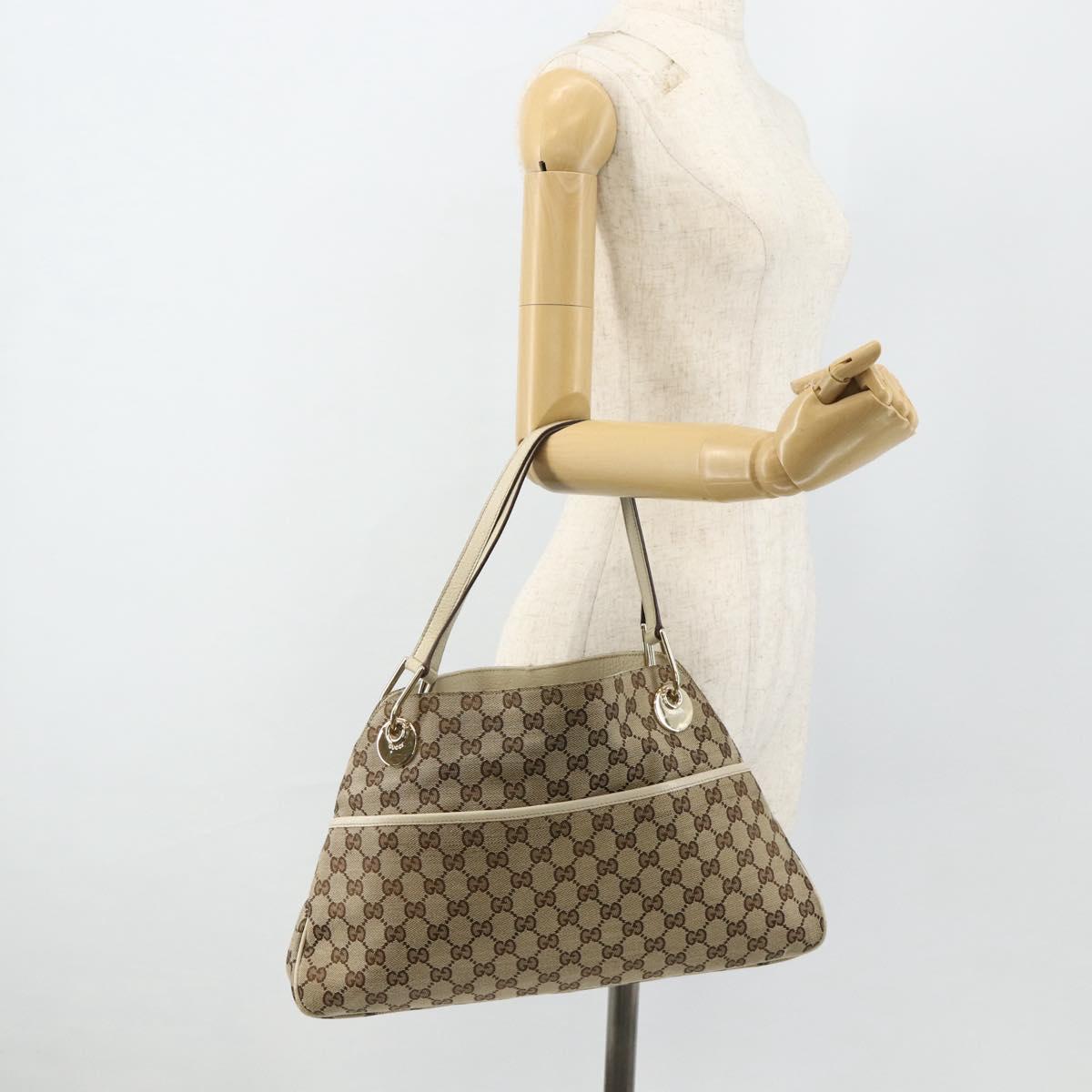 GUCCI GG Canvas Tote Bag Beige Gold 121023 Auth ep13989