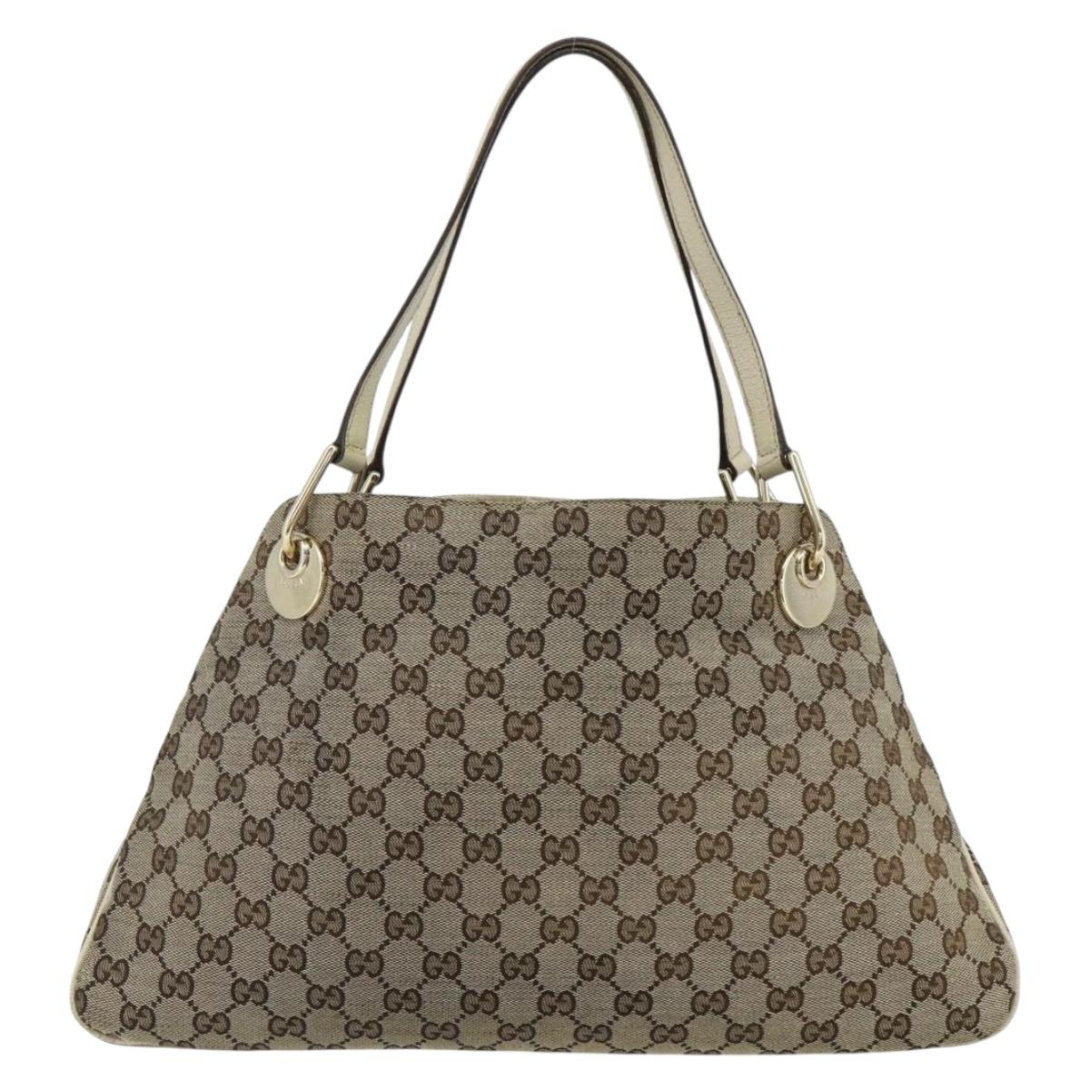 GUCCI GG Canvas Tote Bag Beige Gold 121023 Auth ep13989