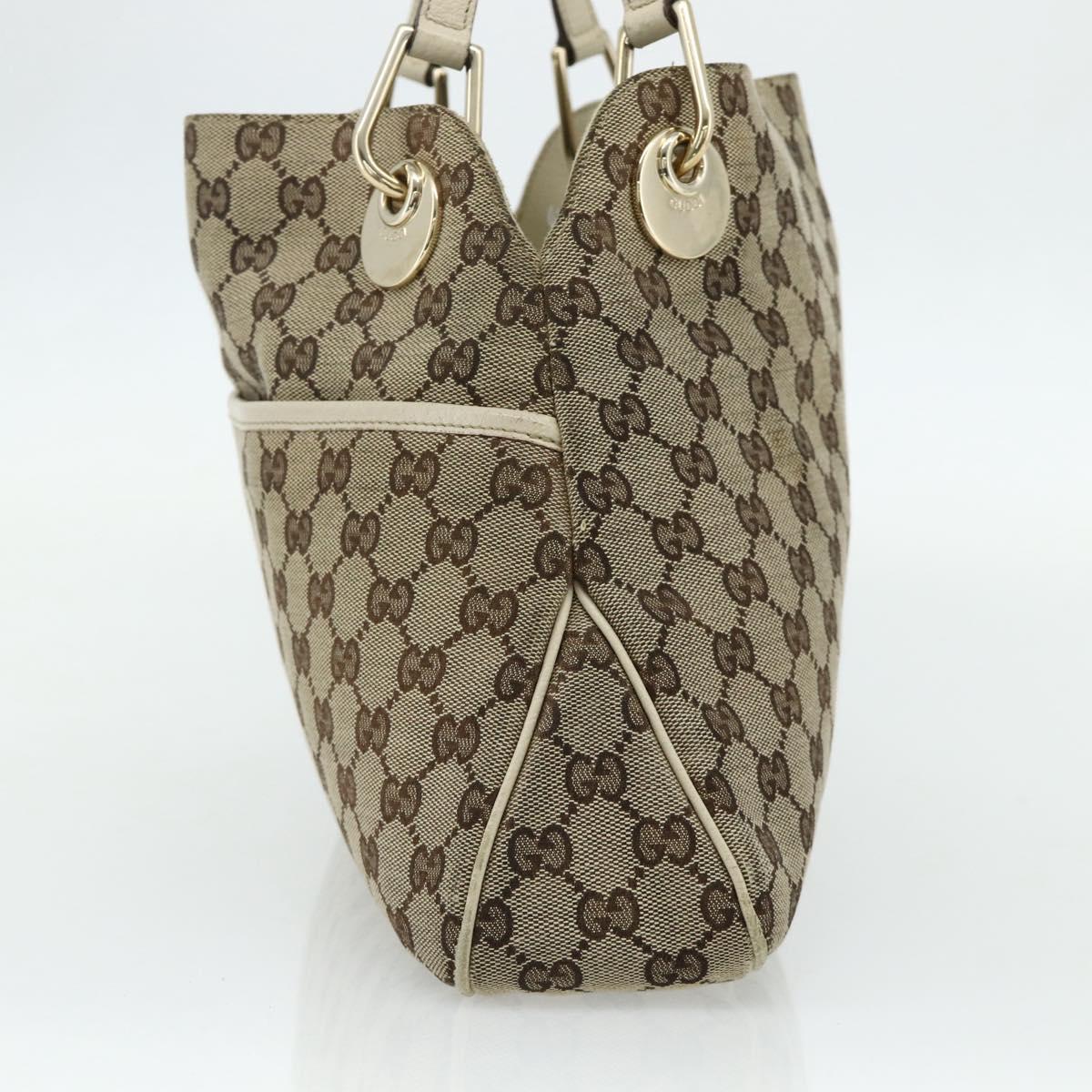 GUCCI GG Canvas Tote Bag Beige Gold 121023 Auth ep13989