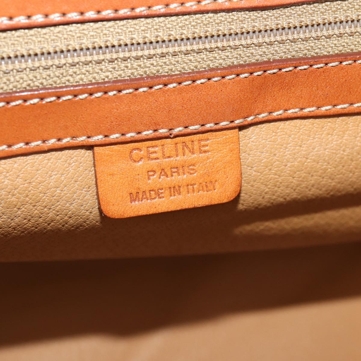 CELINE Macadam Canvas Boston Bag PVC Leather 2way Brown Gold Auth ep14007
