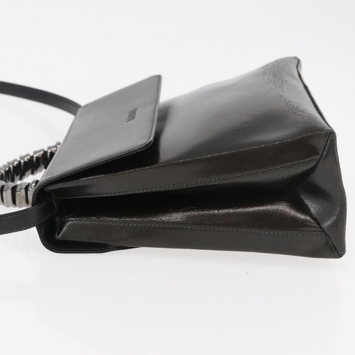 LOEWE Hand Bag Leather 2way Black Silver Auth ep14013