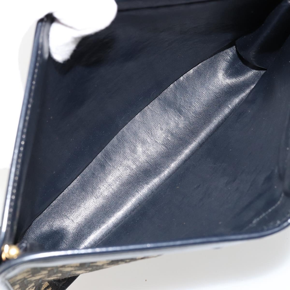 Christian Dior Trotter Canvas Clutch Bag Navy Gold Auth ep14016