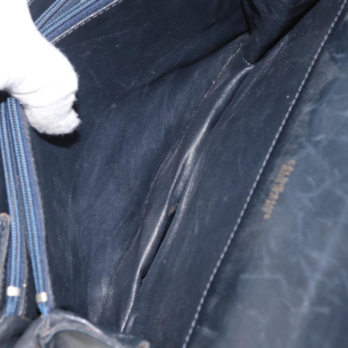 CELINE C Sulky Horse Carriage Shoulder Bag Canvas Navy Gold Auth ep14022