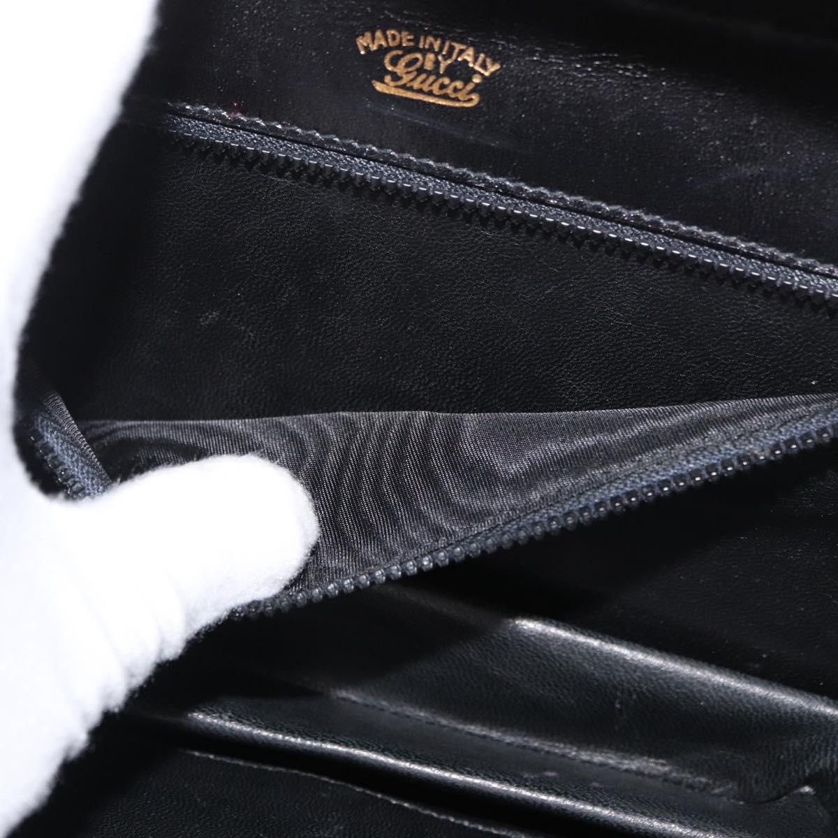 GUCCI Horsebit Shoulder Bag Leather Black Gold Auth ep14024