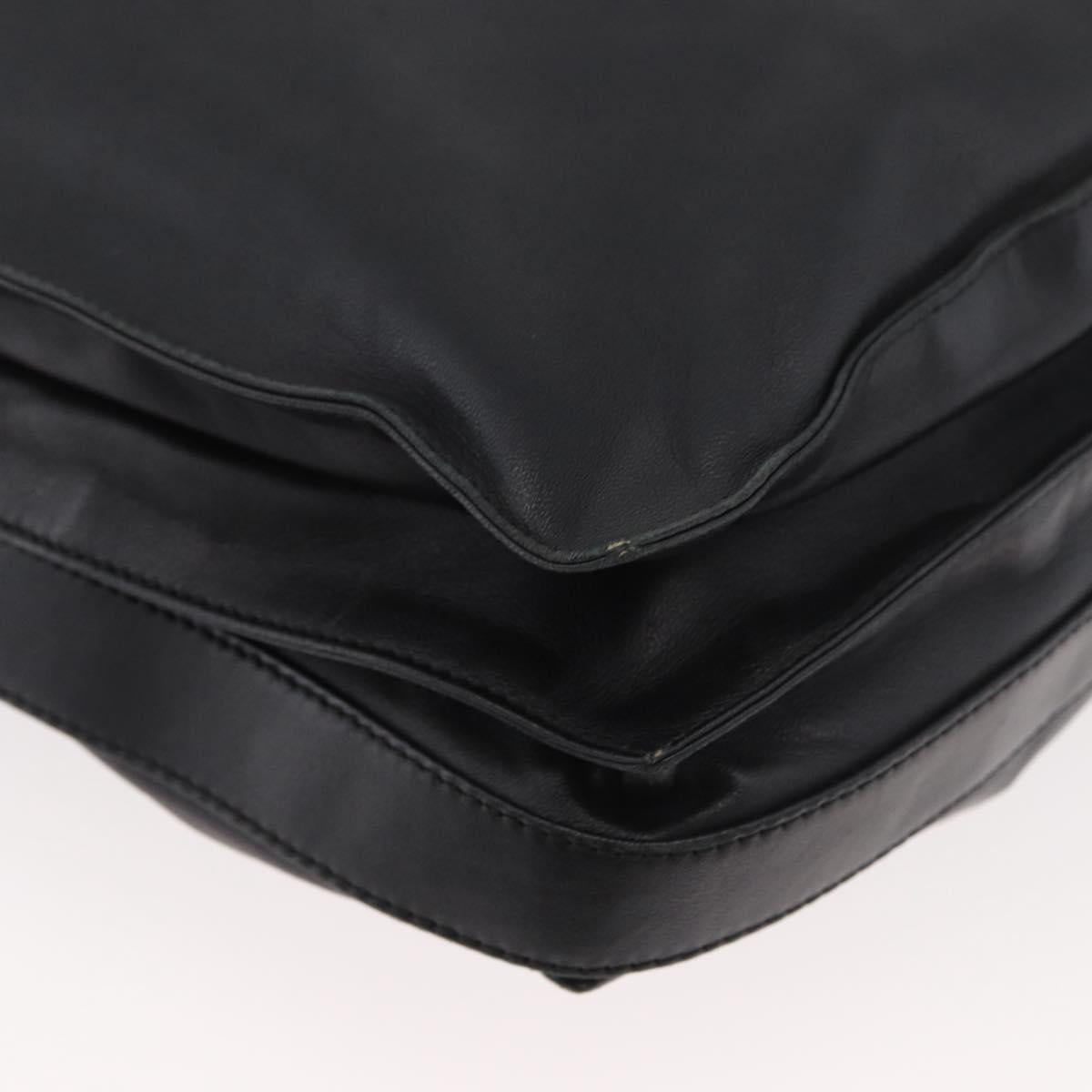 LOEWE Shoulder Bag Leather Black Silver Auth ep14025