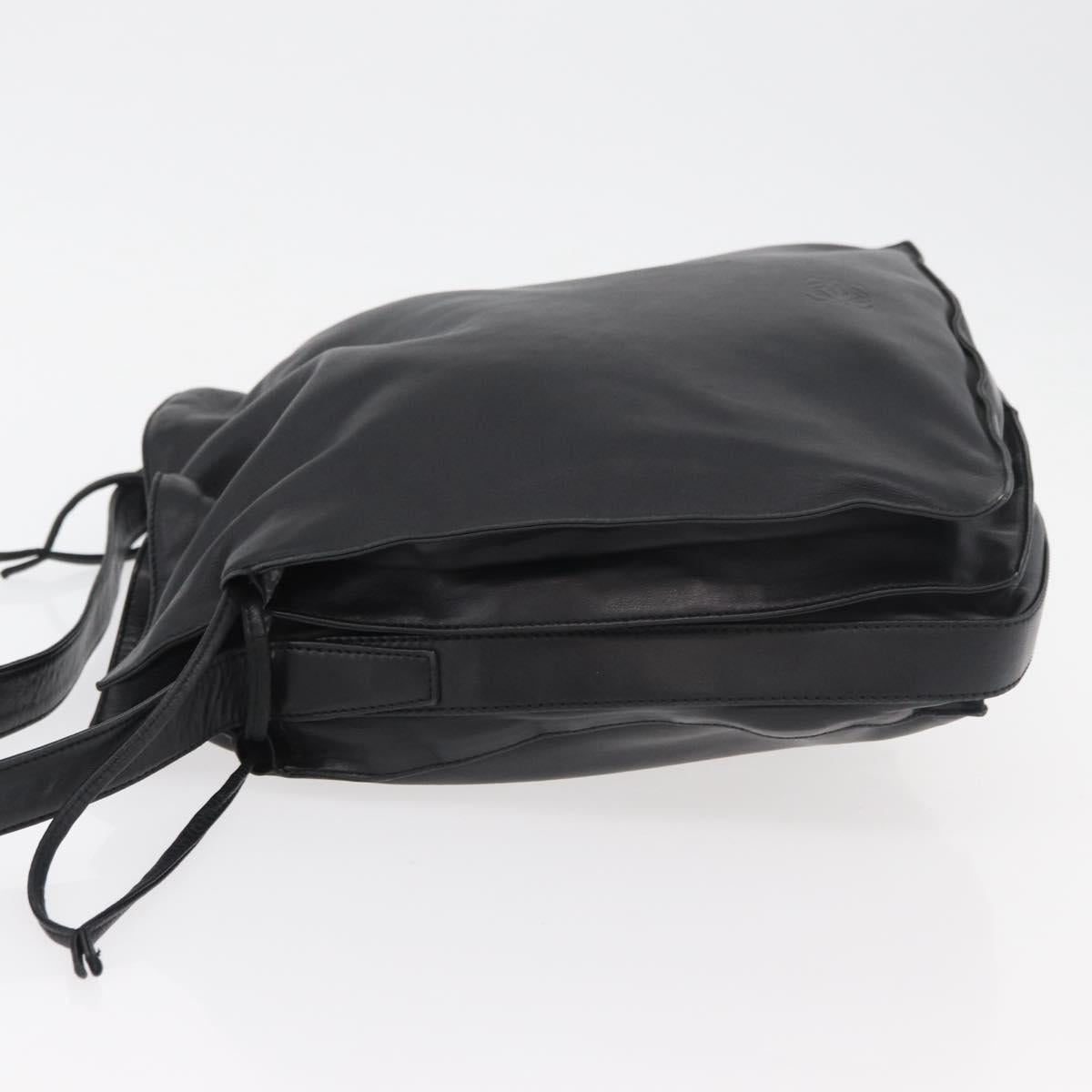 LOEWE Shoulder Bag Leather Black Silver Auth ep14025