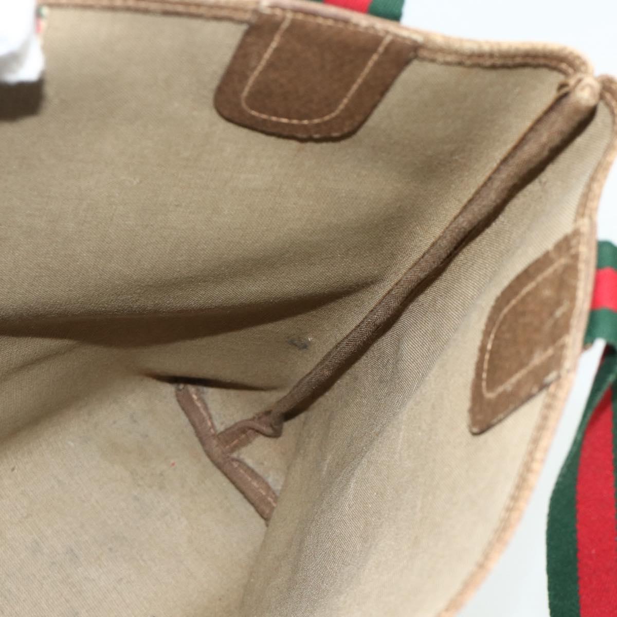 GUCCI GG Supreme Web Sherry Line Tote Bag PVC Beige 40 02 003 Auth ep14026