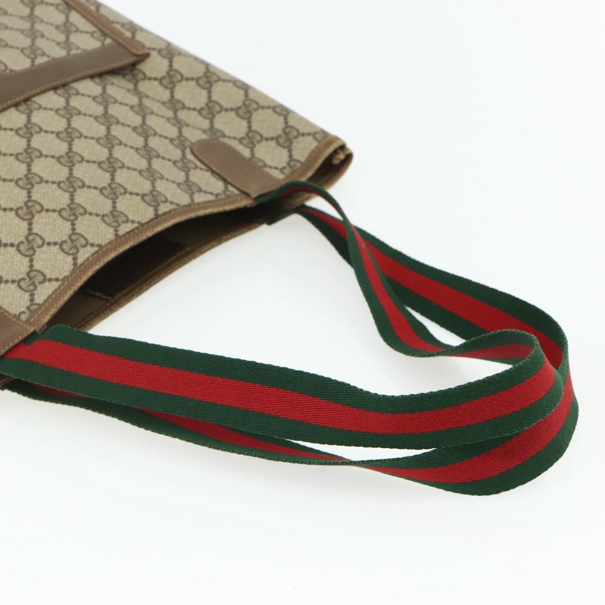 GUCCI GG Supreme Web Sherry Line Tote Bag PVC Beige 40 02 003 Auth ep14026