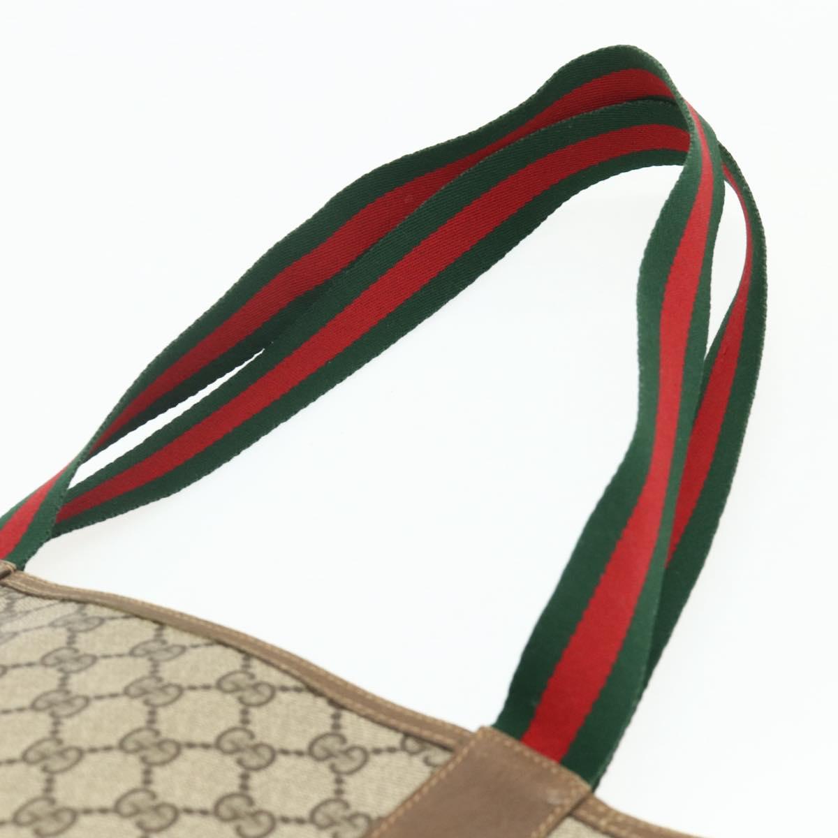 GUCCI GG Supreme Web Sherry Line Tote Bag PVC Beige 40 02 003 Auth ep14026
