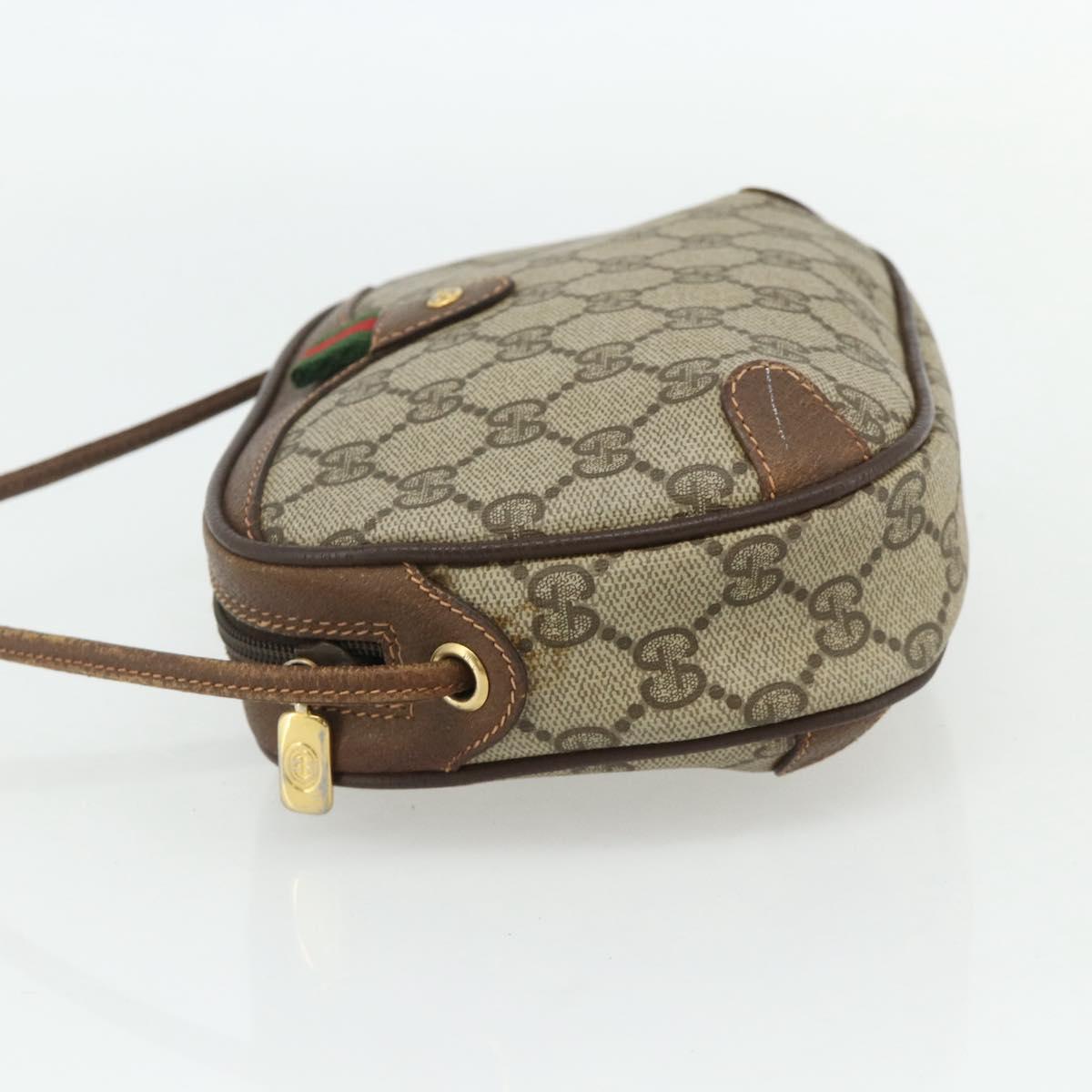 GUCCI GG Supreme Web Sherry Line Bag PVC Beige Gold 89 02 066 Auth ep14029