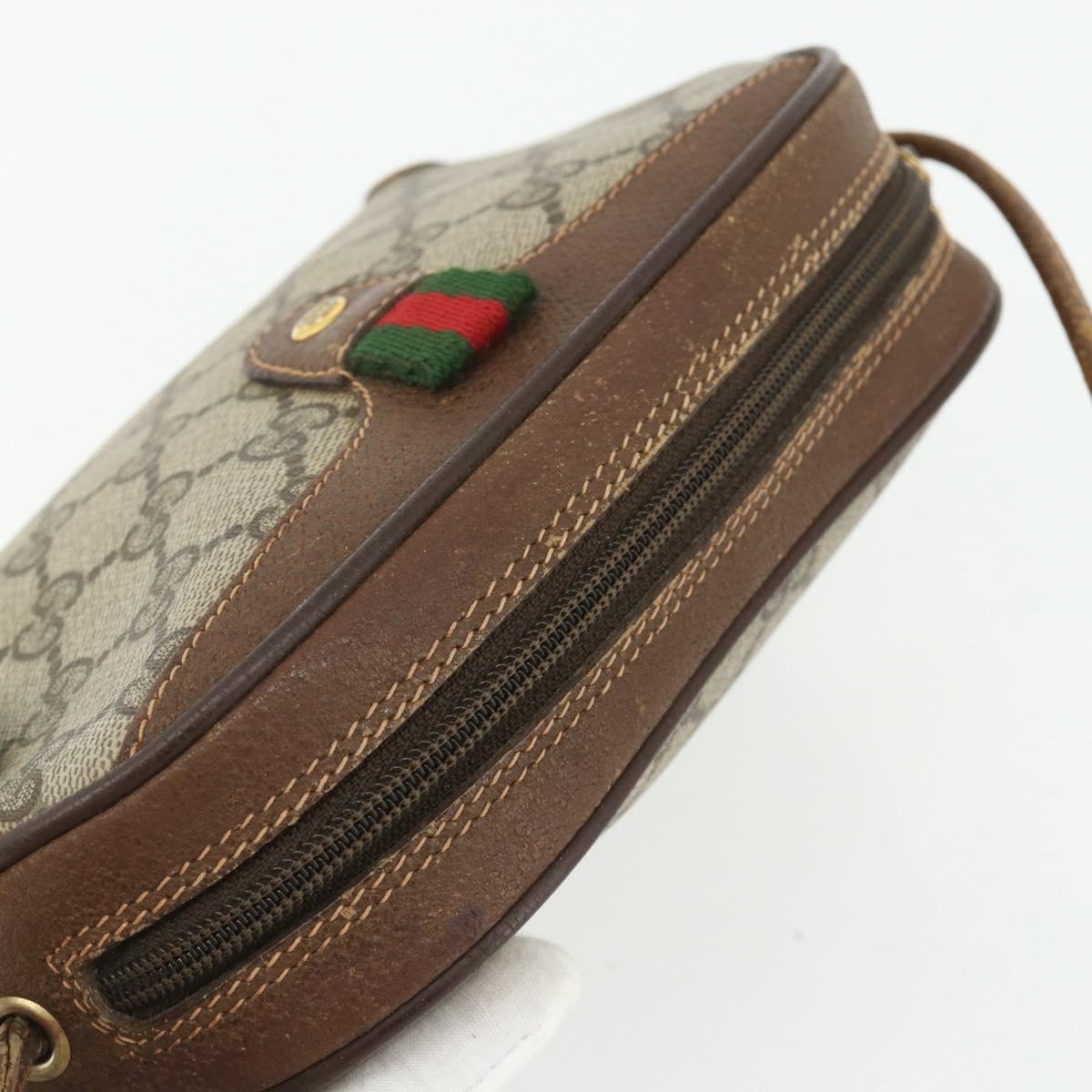 GUCCI GG Supreme Web Sherry Line Bag PVC Beige Gold 89 02 066 Auth ep14029