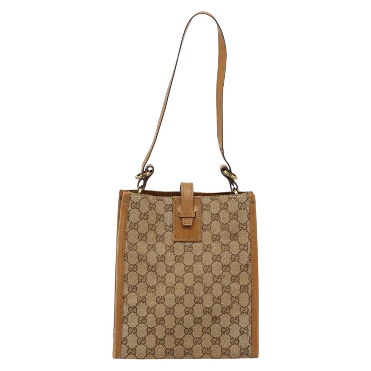GUCCI GG Canvas Shoulder Bag Beige Gold 110292 Auth ep14036