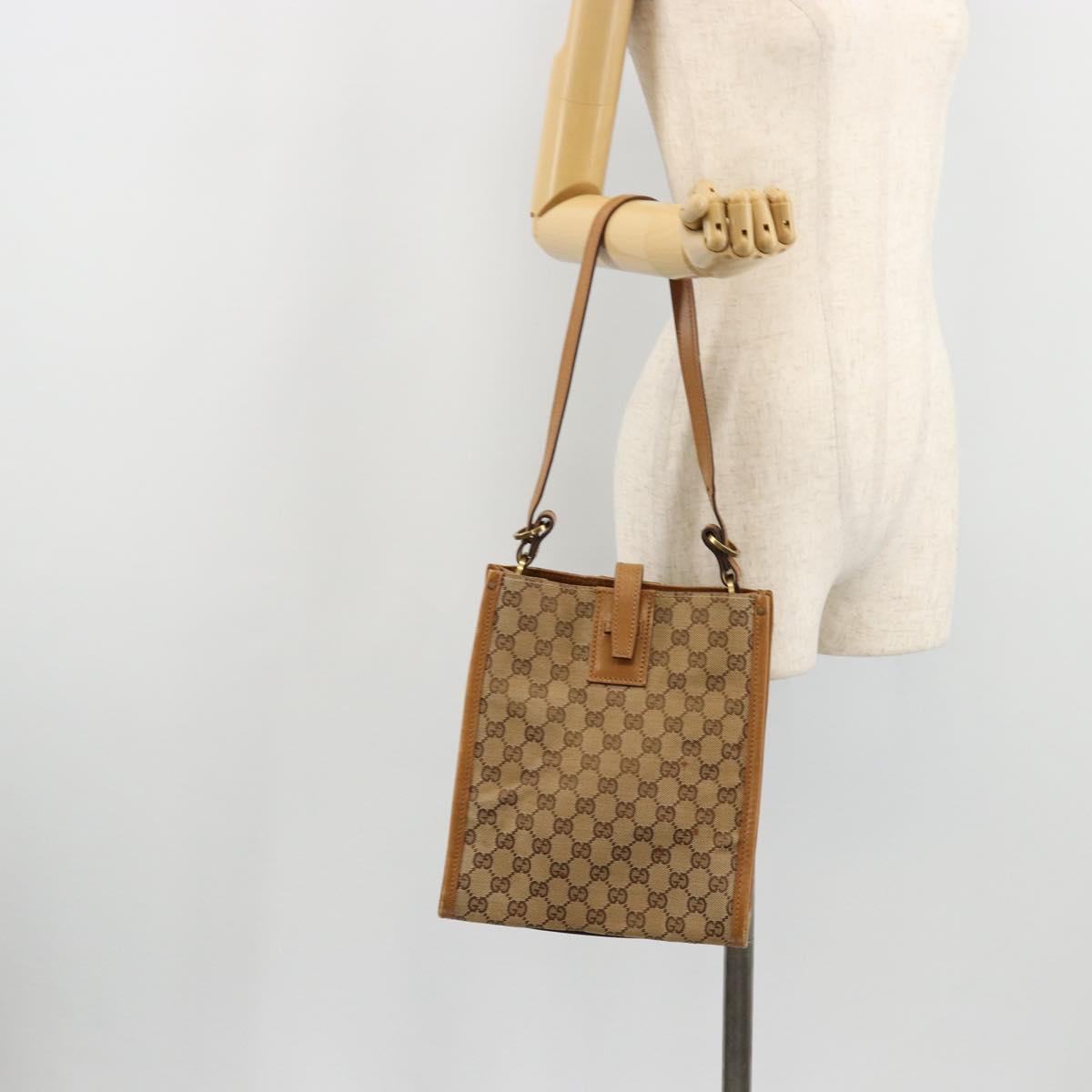 GUCCI GG Canvas Shoulder Bag Beige Gold 110292 Auth ep14036