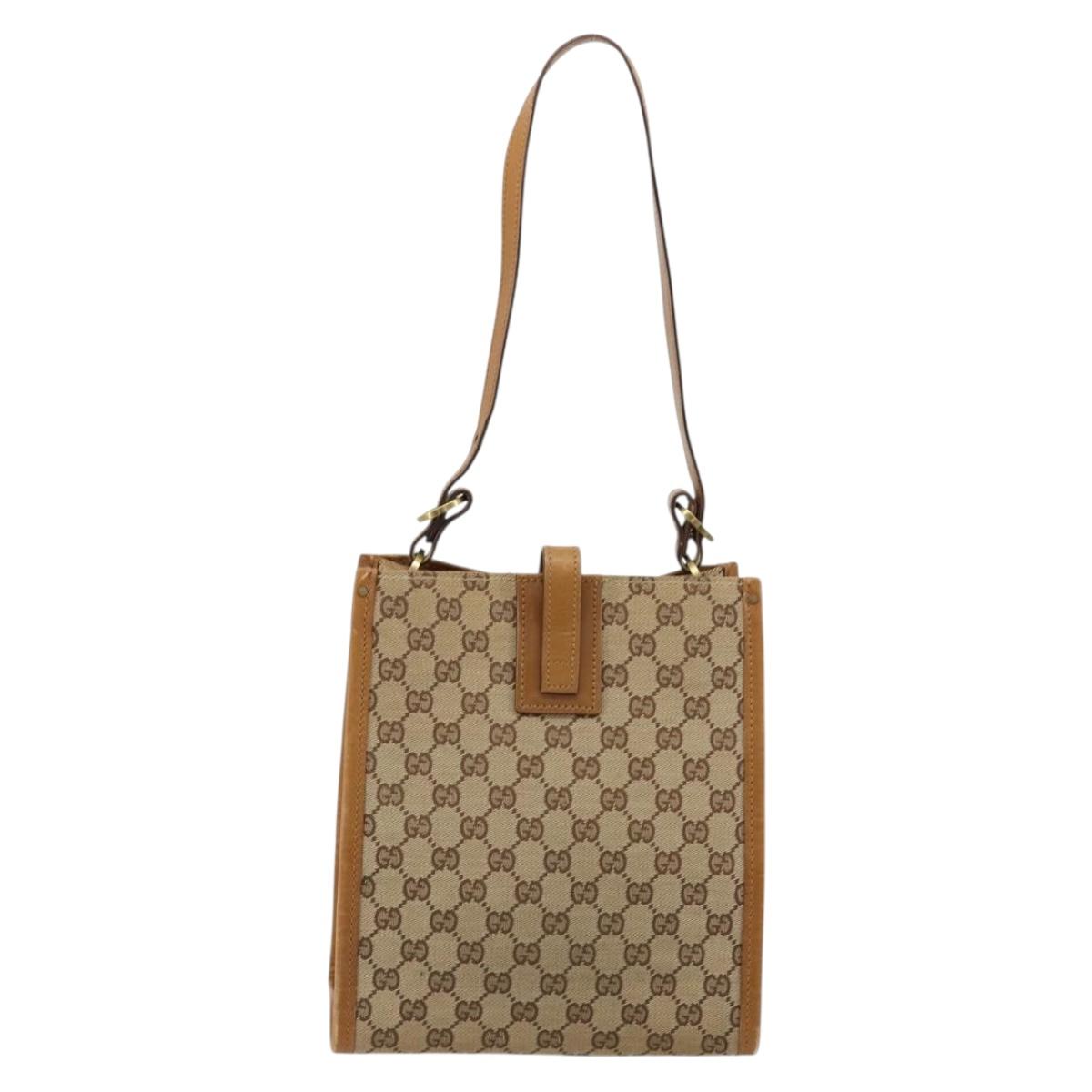 GUCCI GG Canvas Shoulder Bag Beige Gold 110292 Auth ep14036