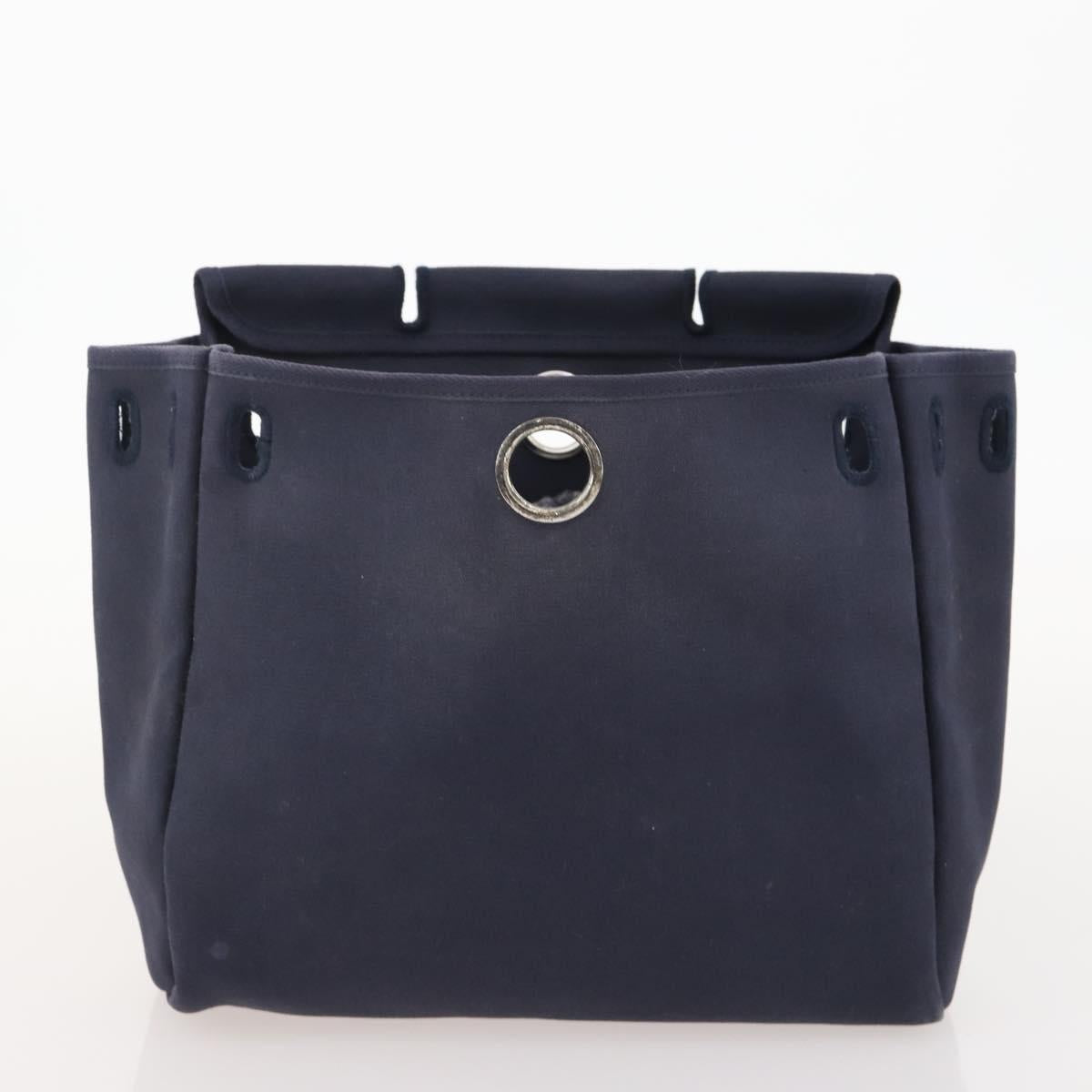 HERMES Her Line Herbag Ad Backpack Canvas Navy Silver Auth ep14037