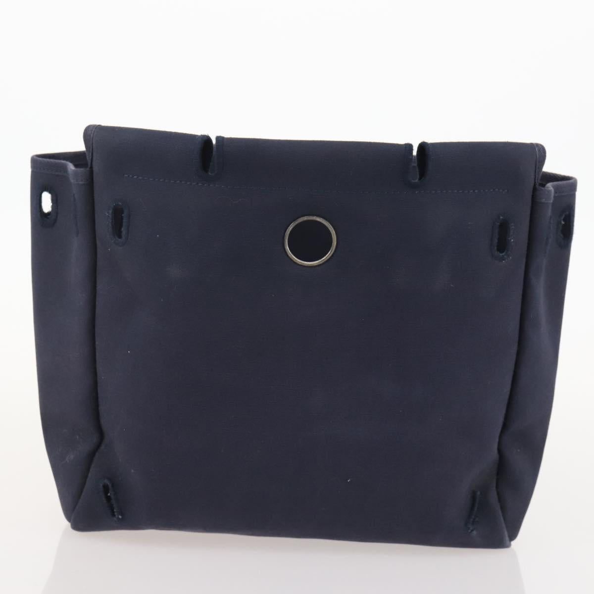 HERMES Her Line Herbag Ad Backpack Canvas Navy Silver Auth ep14037