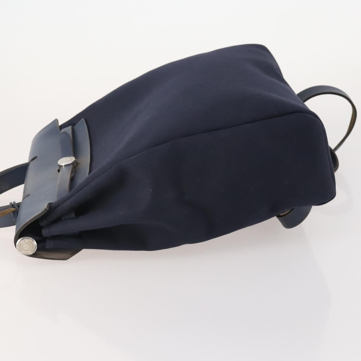 HERMES Her Line Herbag Ad Backpack Canvas Navy Silver Auth ep14037