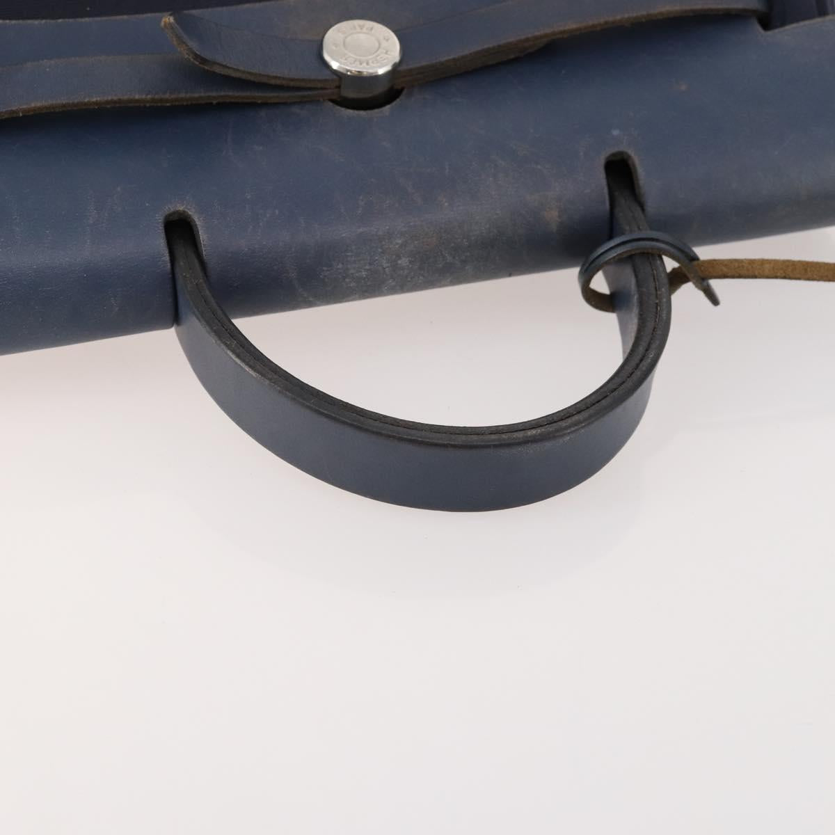 HERMES Her Line Herbag Ad Backpack Canvas Navy Silver Auth ep14037