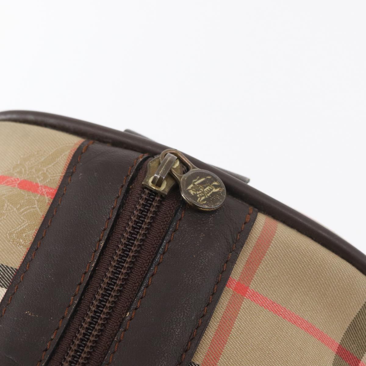 Burberrys Nova Check Boston Bag Canvas Beige Gold Auth ep14038