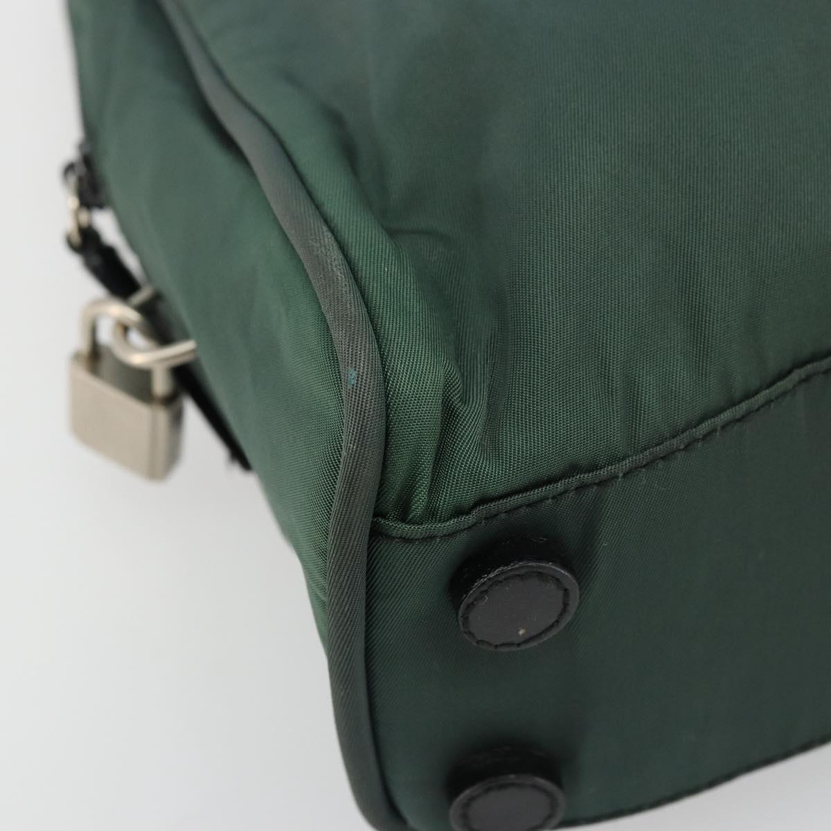 PRADA Tote Bag Nylon Green Silver Auth ep14041