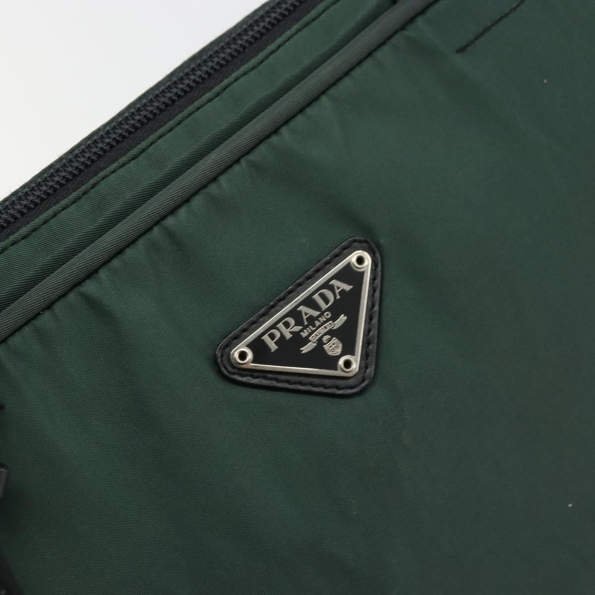 PRADA Tote Bag Nylon Green Silver Auth ep14041