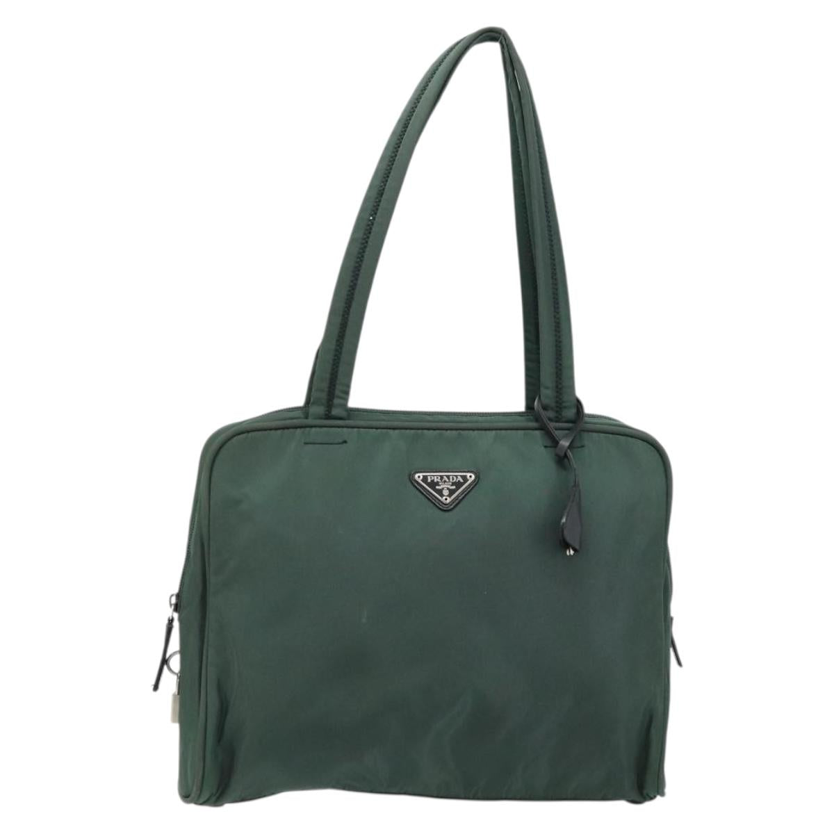 PRADA Tote Bag Nylon Green Silver Auth ep14041