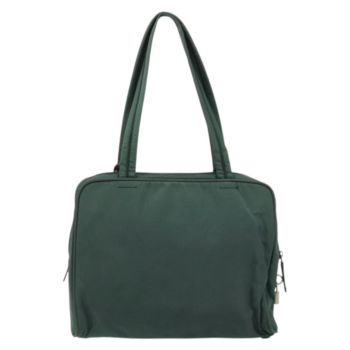 PRADA Tote Bag Nylon Green Silver Auth ep14041