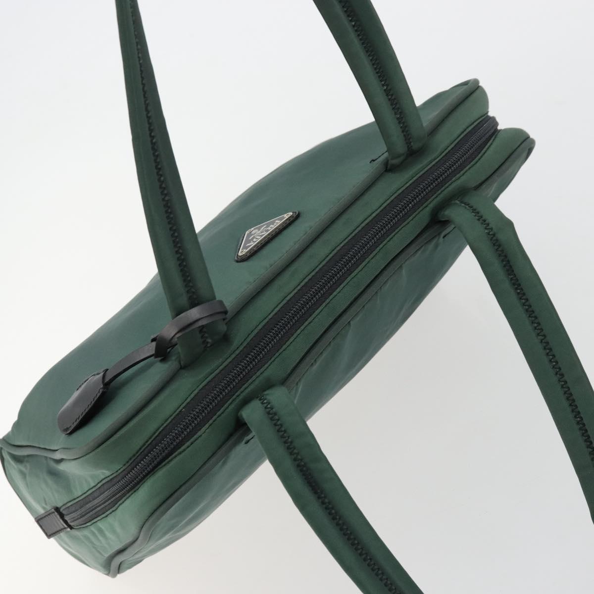 PRADA Tote Bag Nylon Green Silver Auth ep14041