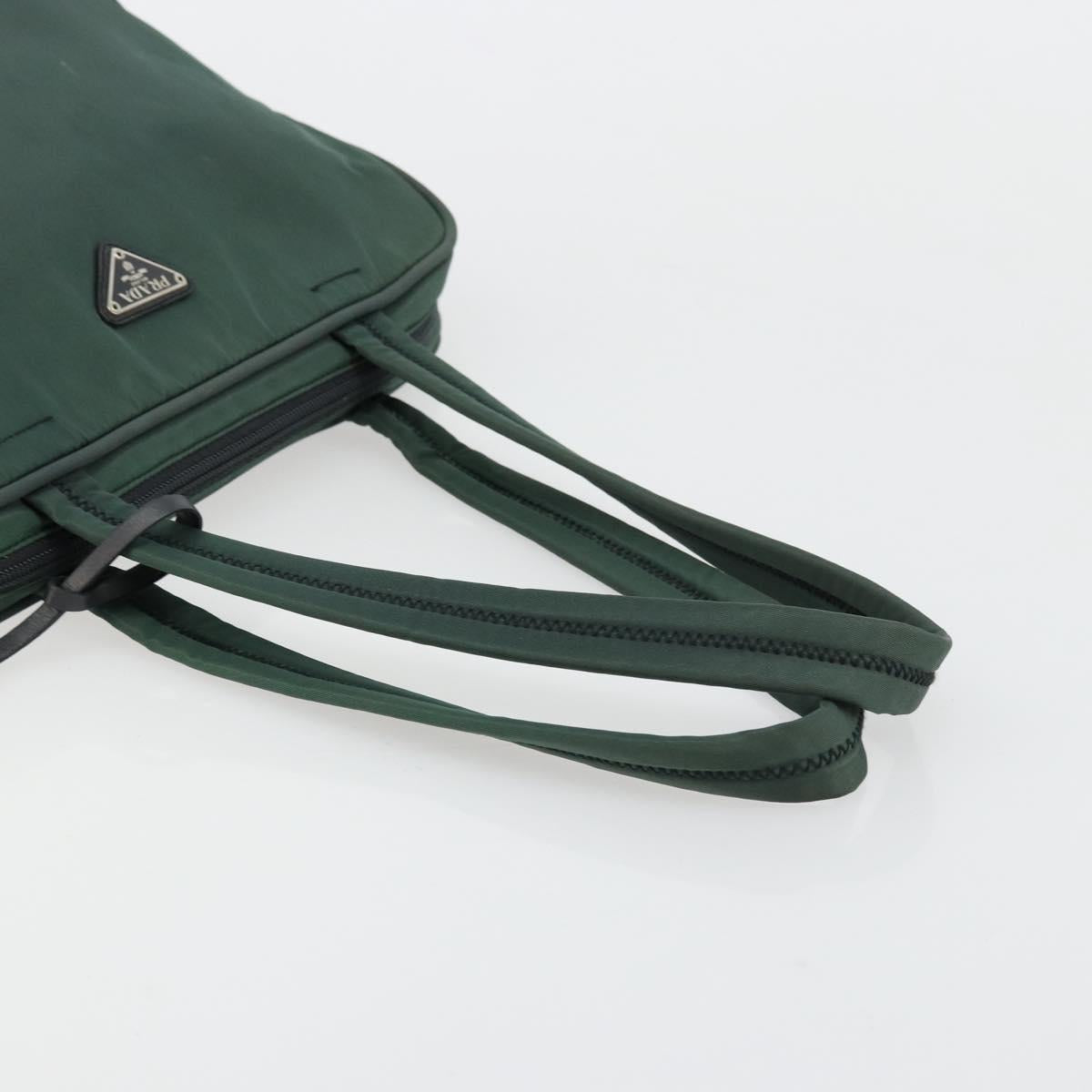PRADA Tote Bag Nylon Green Silver Auth ep14041