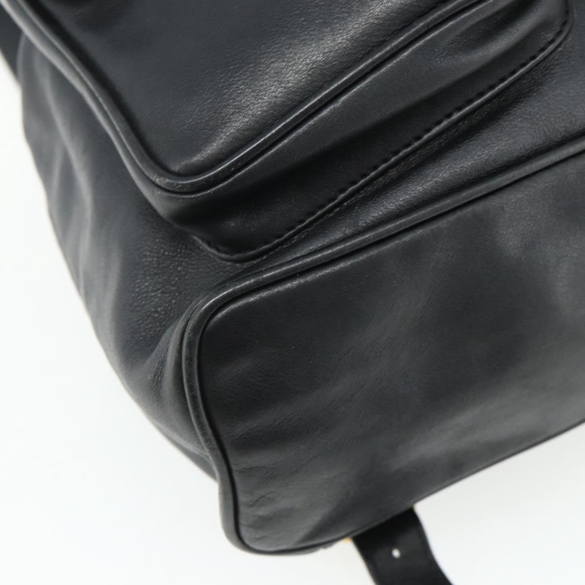 GUCCI Bamboo Backpack Leather Black Gold 003 2040 0016 Auth ep14048