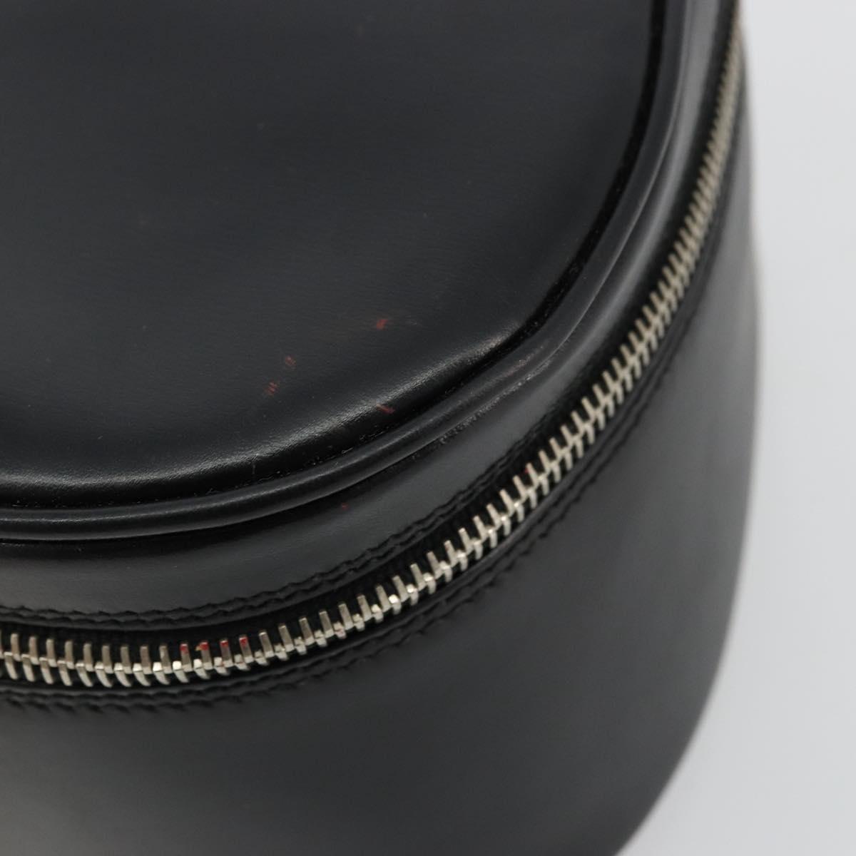 GUCCI Vanity Hand Bag Leather Black Silver Auth ep14055