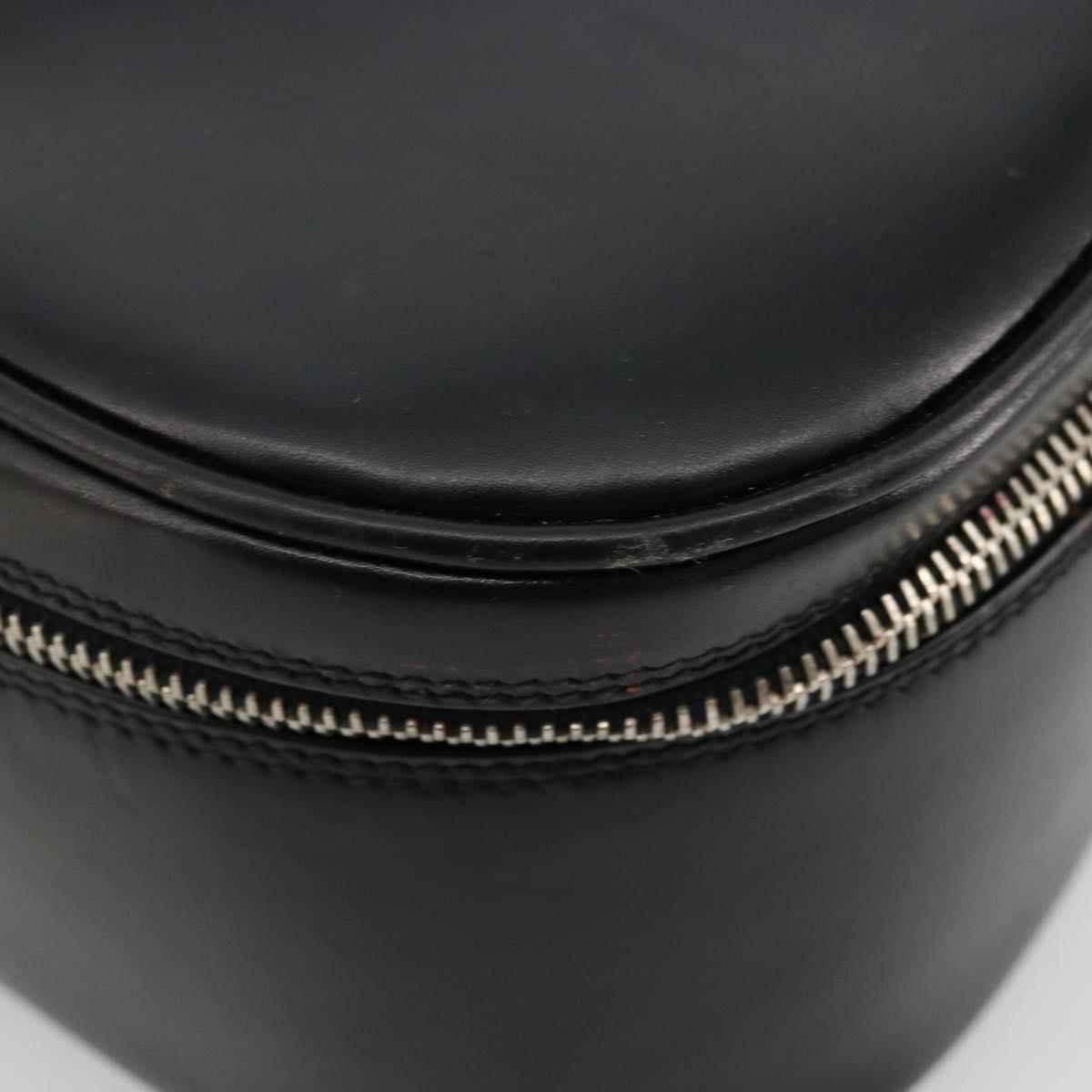 GUCCI Vanity Hand Bag Leather Black Silver Auth ep14055