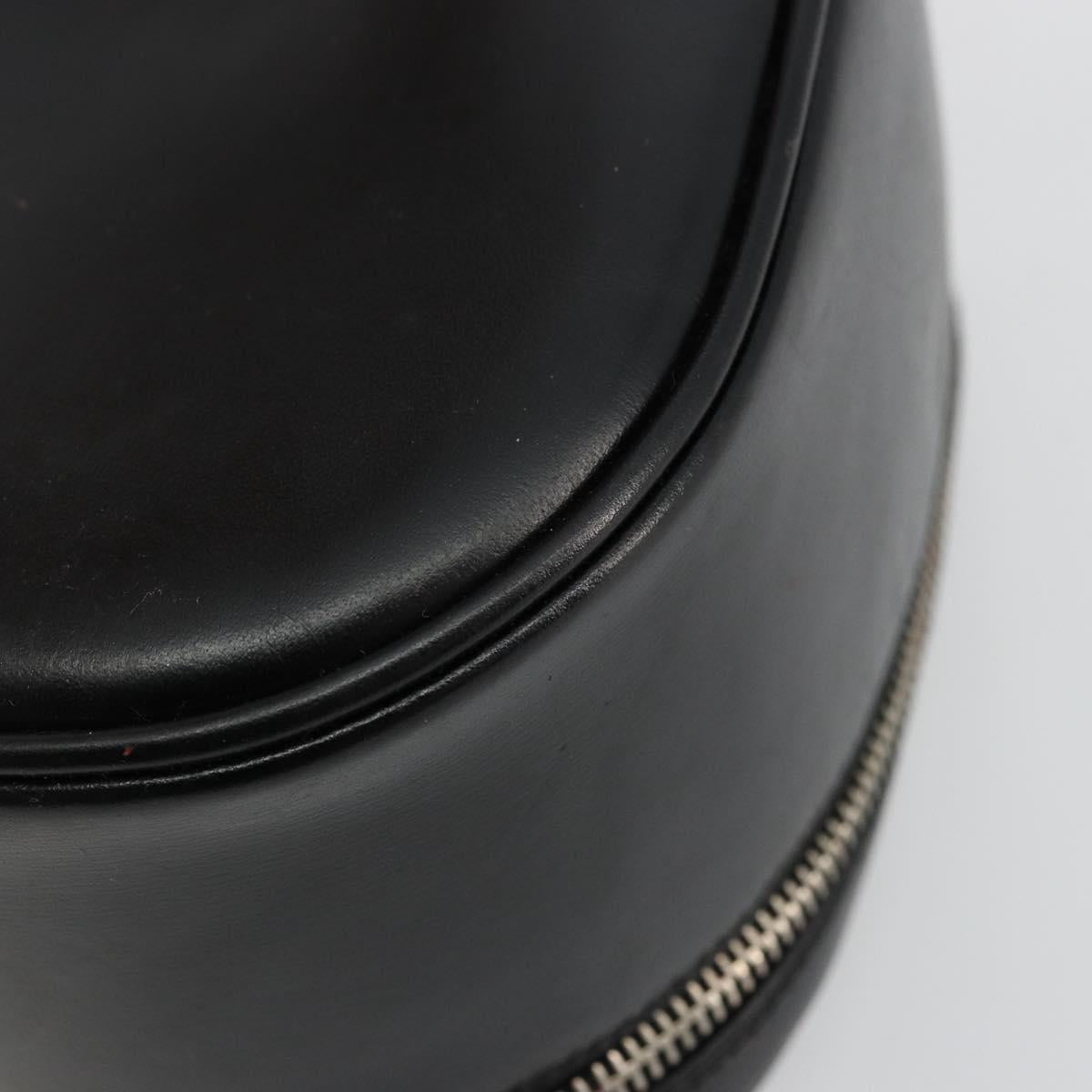 GUCCI Vanity Hand Bag Leather Black Silver Auth ep14055