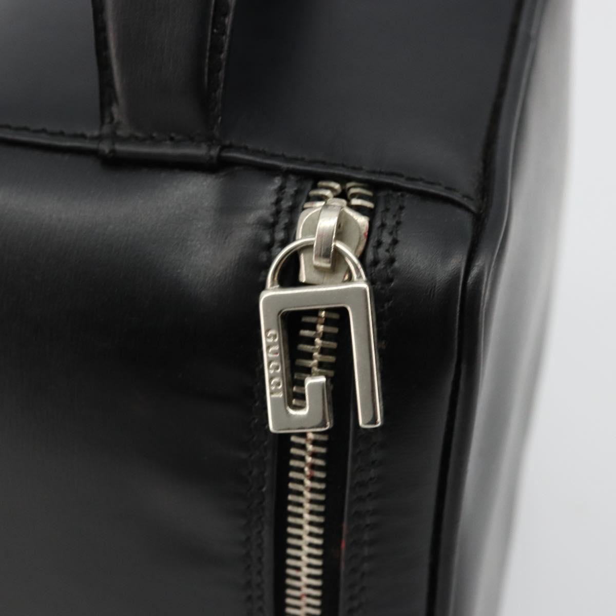 GUCCI Vanity Hand Bag Leather Black Silver Auth ep14055
