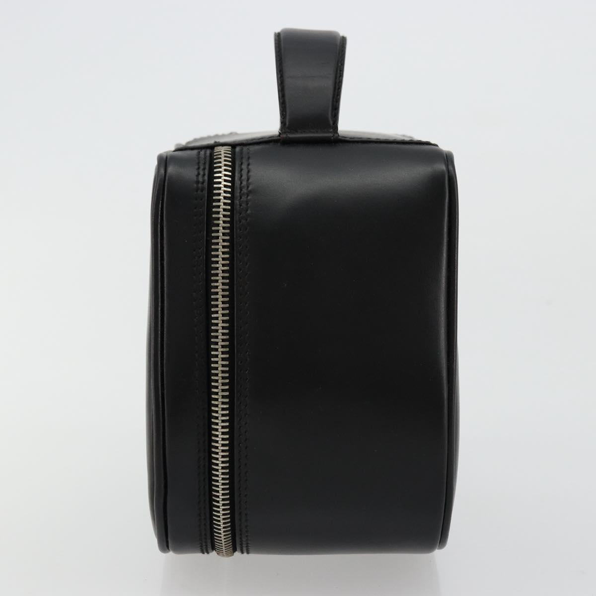 GUCCI Vanity Hand Bag Leather Black Silver Auth ep14055