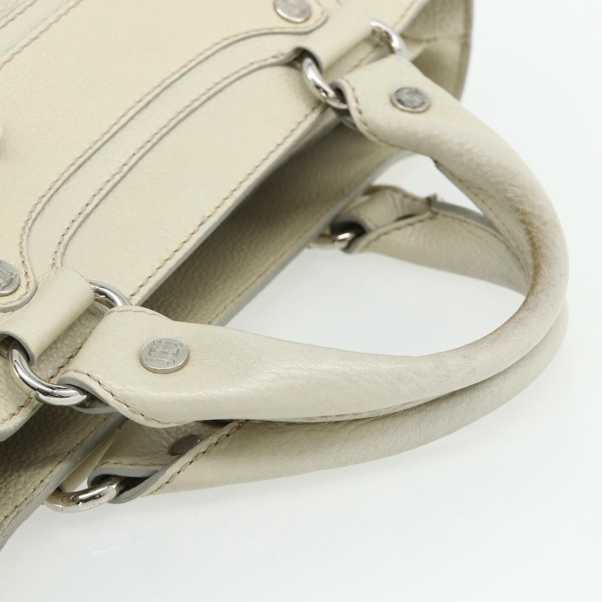 CELINE Boogie Bag Hand Bag Leather Ivory Silver Auth ep14060