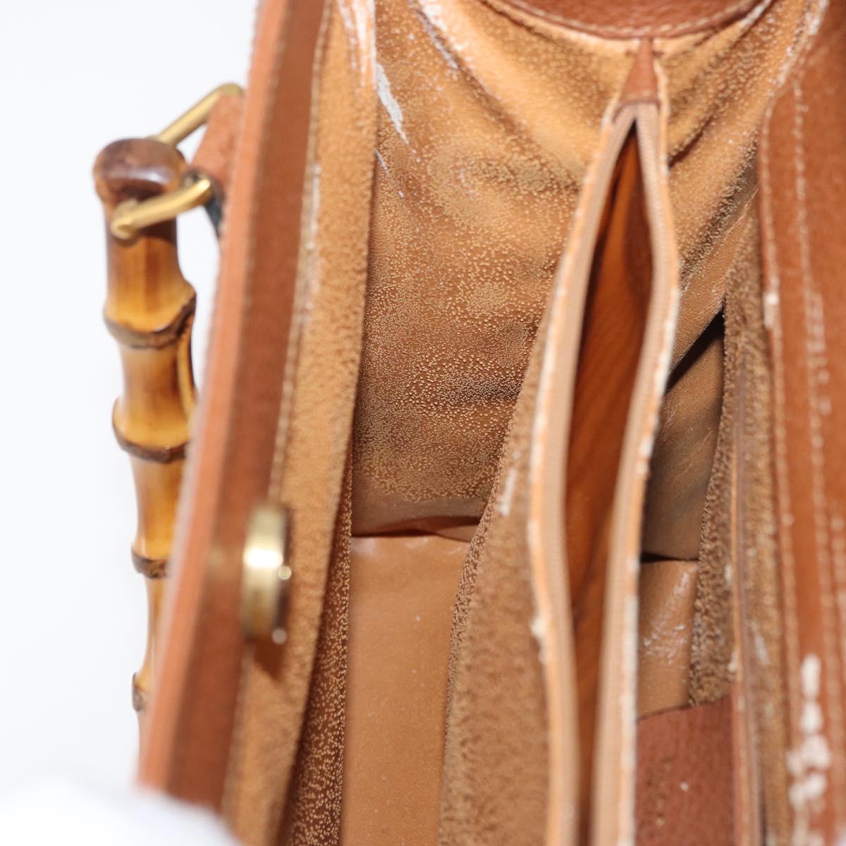 GUCCI Bamboo Hand Bag Leather Brown Gold 002 123 0260 Auth ep14063