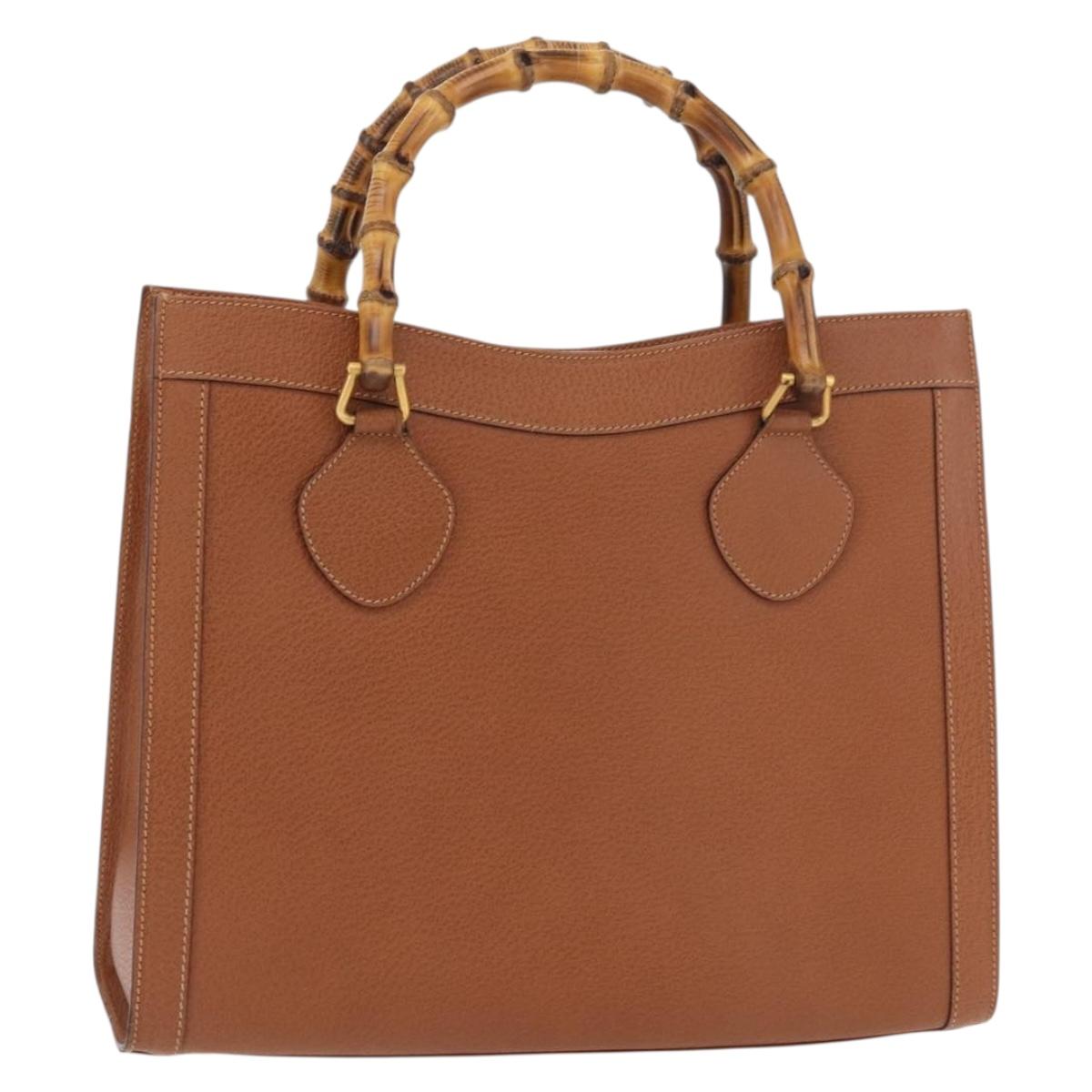 GUCCI Bamboo Hand Bag Leather Brown Gold 002 123 0260 Auth ep14063
