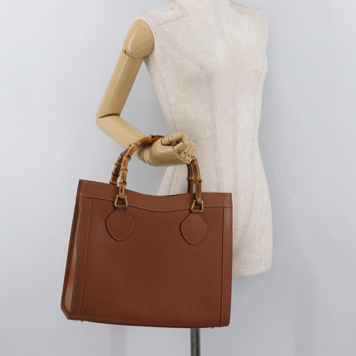 GUCCI Bamboo Hand Bag Leather Brown Gold 002 123 0260 Auth ep14063