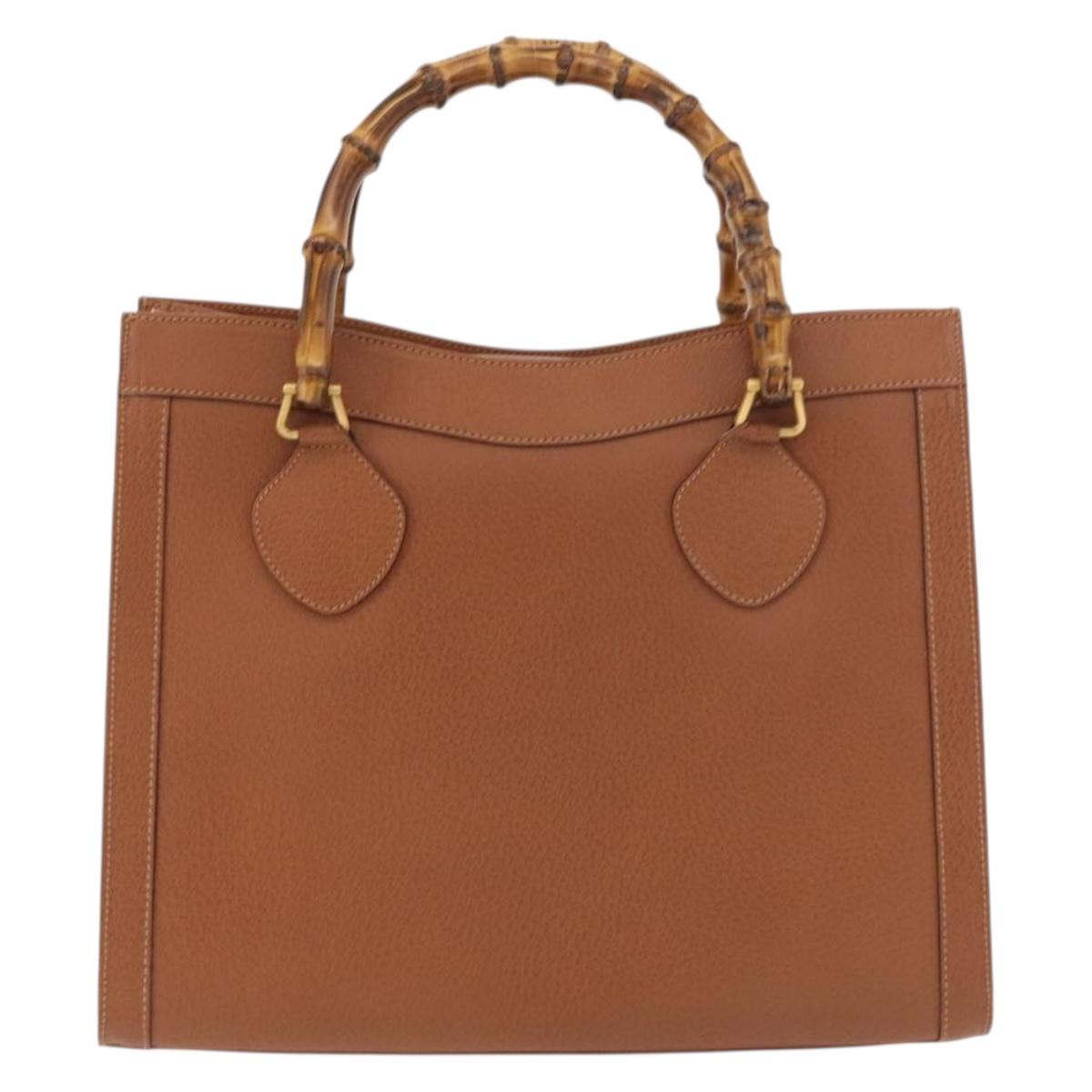 GUCCI Bamboo Hand Bag Leather Brown Gold 002 123 0260 Auth ep14063