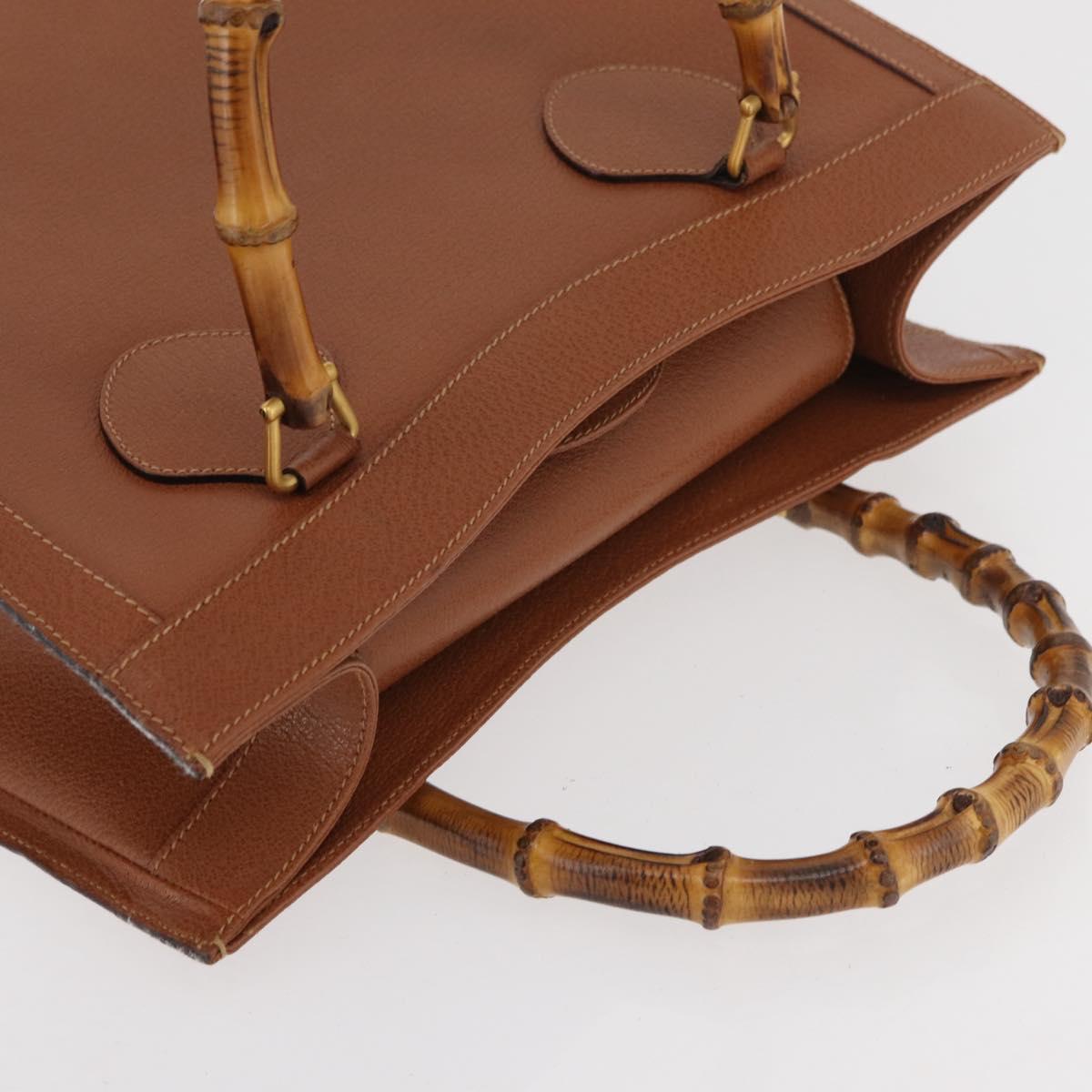 GUCCI Bamboo Hand Bag Leather Brown Gold 002 123 0260 Auth ep14063