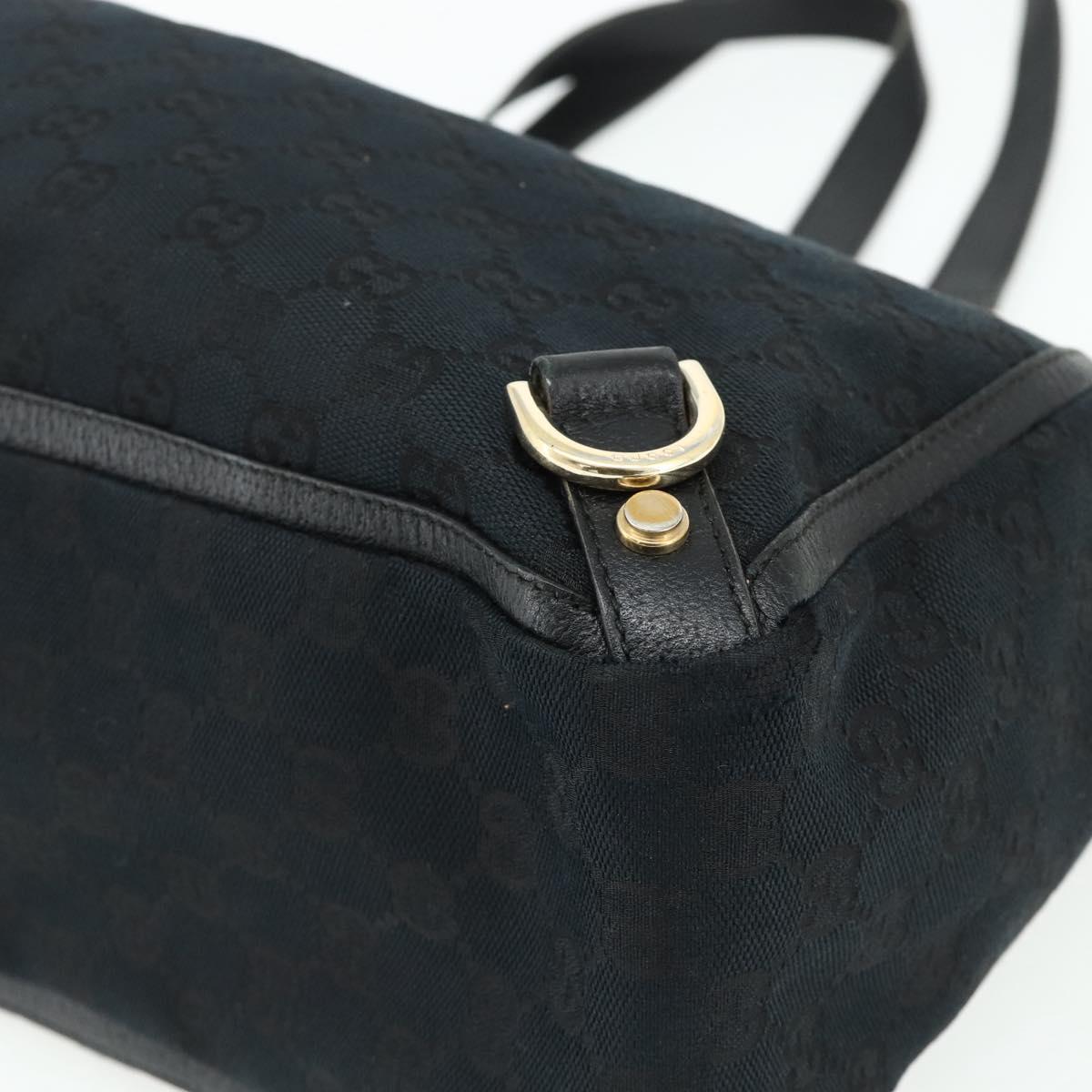 GUCCI GG Canvas Abbey Hand Bag Black Gold 141472 Auth ep14071