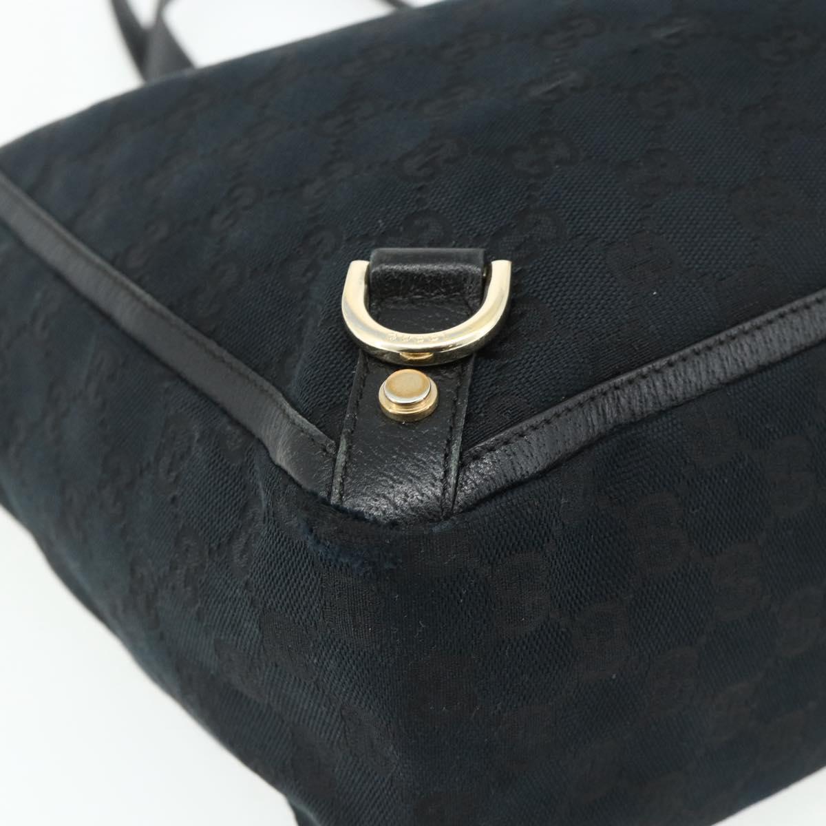 GUCCI GG Canvas Abbey Hand Bag Black Gold 141472 Auth ep14071